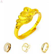 Anillo de oro de alta calidad sin piedras, anillo de oro con diseño de patrón de caracteres